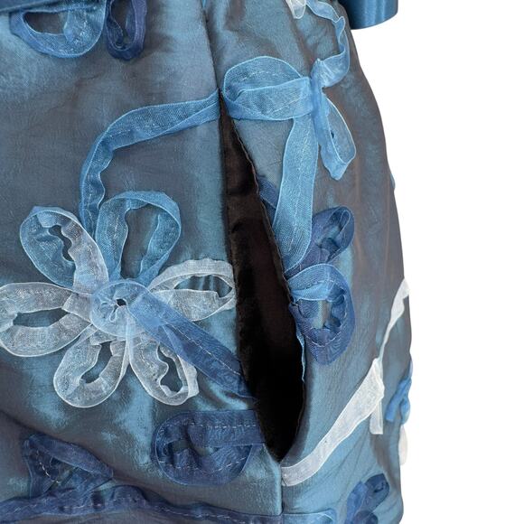 NWT Cache Blue Strapless Bubble Hem Applique Dress Size 2 Y2K Glam Luxe Evening - Picture 7 of 16